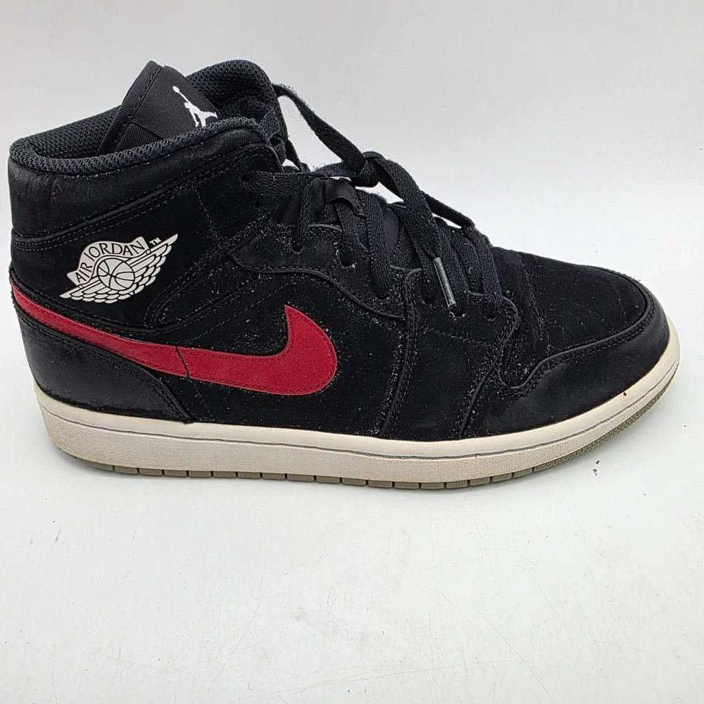 Nike Air Jordan 1 Mid 554724 065 Mens Size 9 US Black University Red Blue Suede